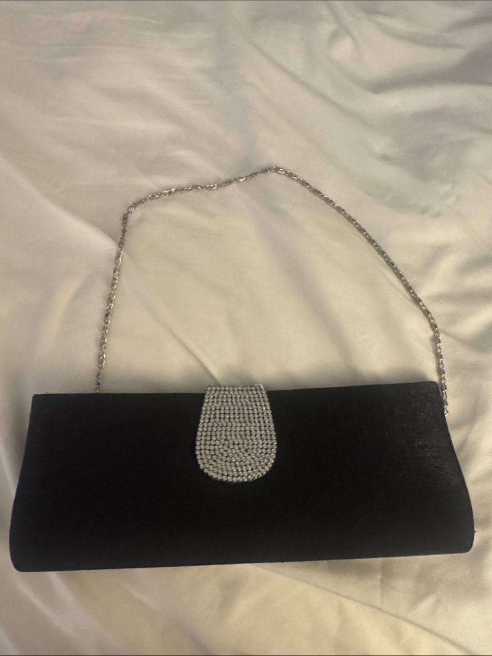 Black Evening Clutch with Rhinestone Detail